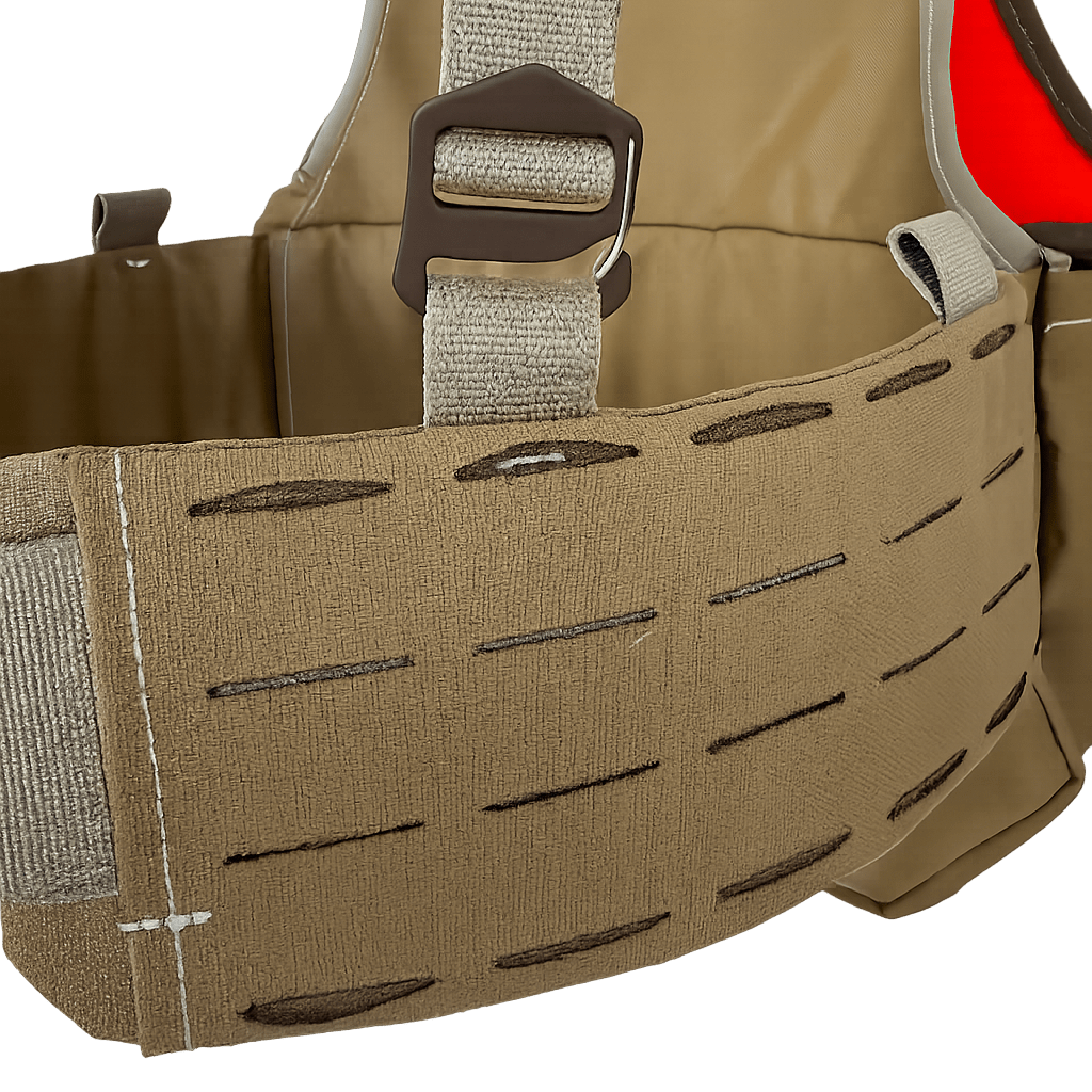 Blaze/Coyote brown Upland Strap Vest. Tegris reinforced-ergonomic curved- modular Molle Belt.