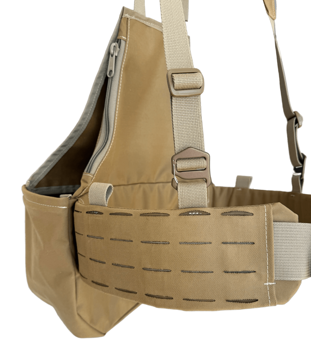 Coyote brown Upland Strap Vest. Tegris reinforced-ergonomic curved- modular Molle Belt.