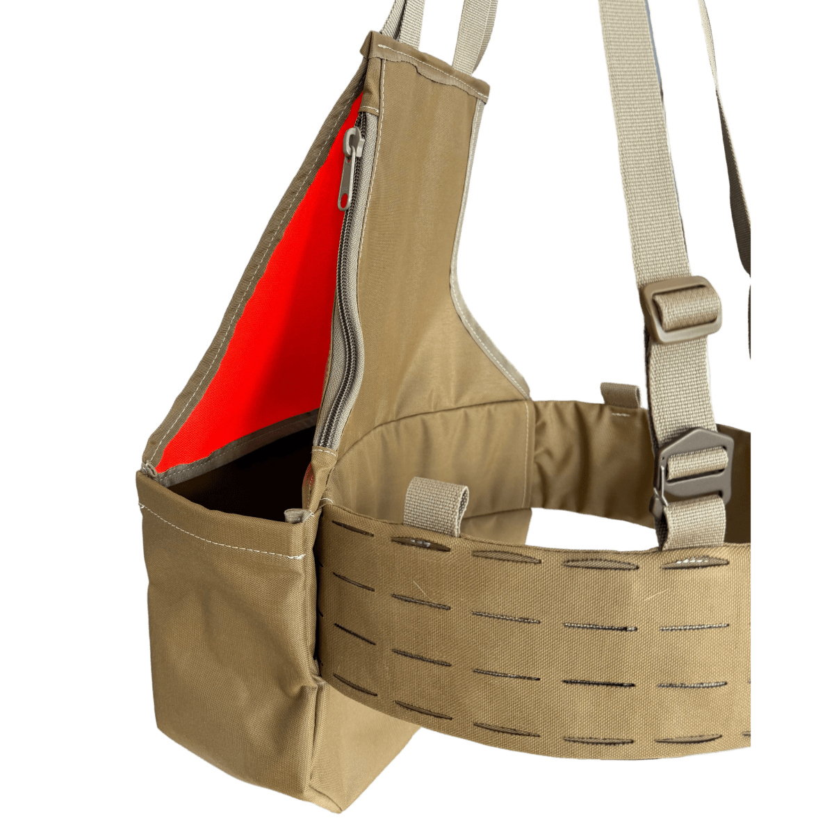 Blaze/Coyote brown Upland Strap Vest. Tegris reinforced-ergonomic curved- modular Molle Belt.